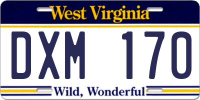 WV license plate DXM170