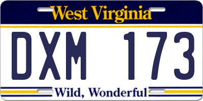 WV license plate DXM173