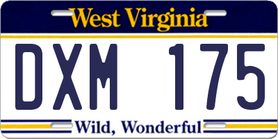 WV license plate DXM175