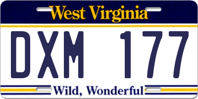 WV license plate DXM177