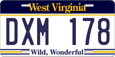 WV license plate DXM178