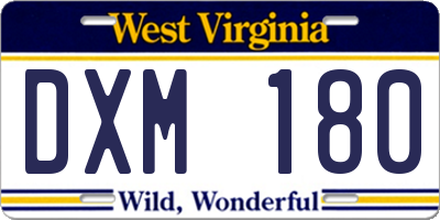 WV license plate DXM180