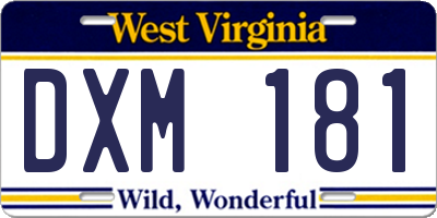 WV license plate DXM181