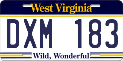 WV license plate DXM183