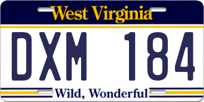 WV license plate DXM184