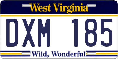 WV license plate DXM185