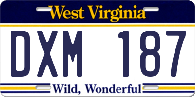 WV license plate DXM187