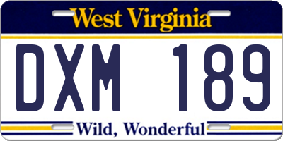 WV license plate DXM189