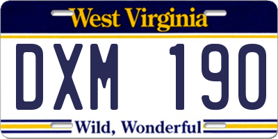 WV license plate DXM190