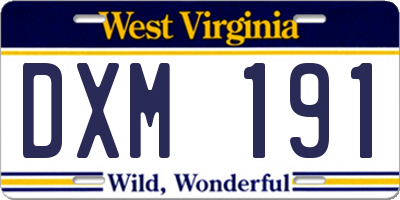 WV license plate DXM191