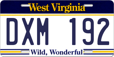 WV license plate DXM192