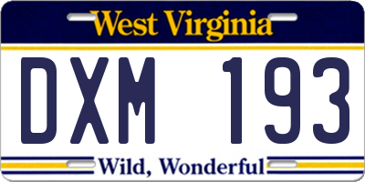 WV license plate DXM193