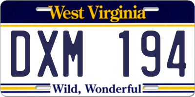 WV license plate DXM194