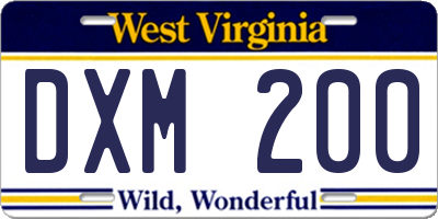 WV license plate DXM200