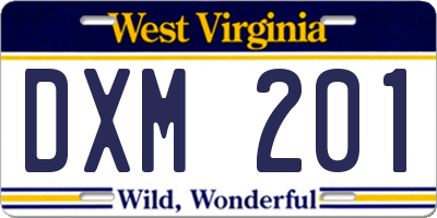 WV license plate DXM201