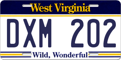 WV license plate DXM202
