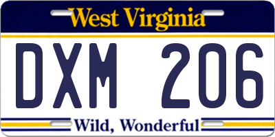 WV license plate DXM206