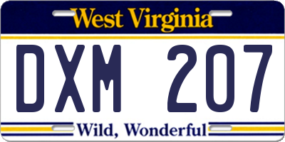 WV license plate DXM207