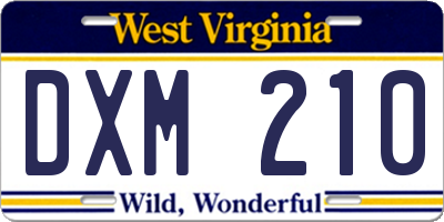 WV license plate DXM210