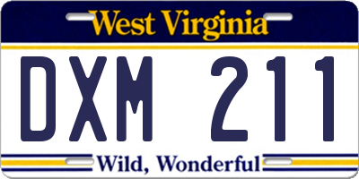 WV license plate DXM211
