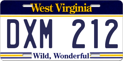 WV license plate DXM212