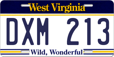 WV license plate DXM213