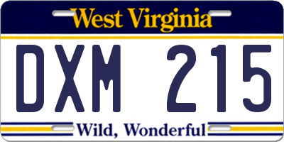 WV license plate DXM215