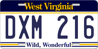 WV license plate DXM216