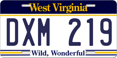 WV license plate DXM219