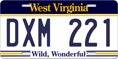 WV license plate DXM221