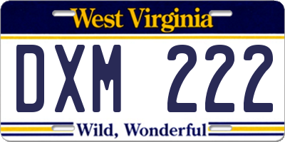 WV license plate DXM222