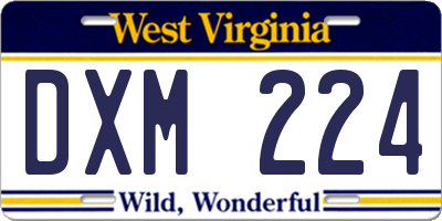 WV license plate DXM224