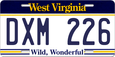 WV license plate DXM226