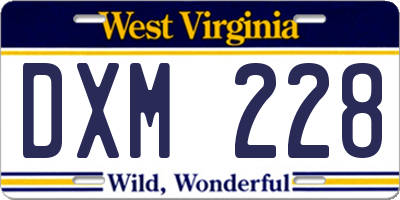 WV license plate DXM228