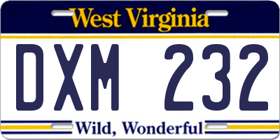 WV license plate DXM232