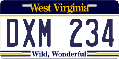 WV license plate DXM234