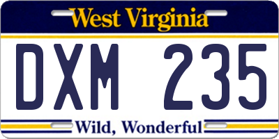WV license plate DXM235