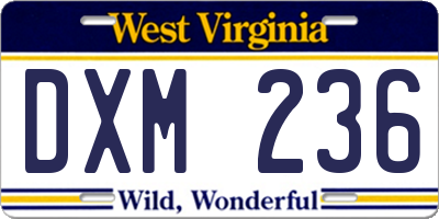 WV license plate DXM236