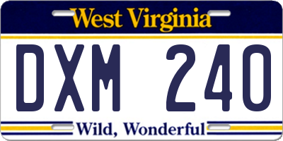 WV license plate DXM240