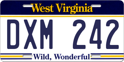 WV license plate DXM242