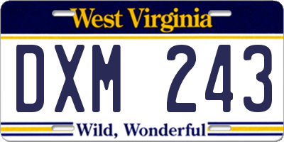 WV license plate DXM243