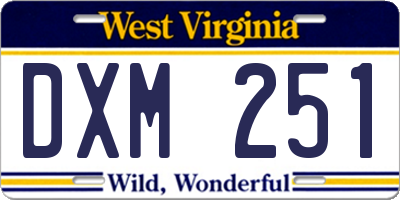 WV license plate DXM251