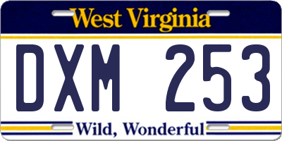 WV license plate DXM253