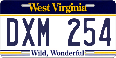 WV license plate DXM254
