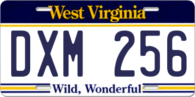 WV license plate DXM256