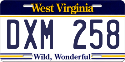 WV license plate DXM258
