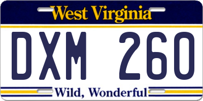 WV license plate DXM260