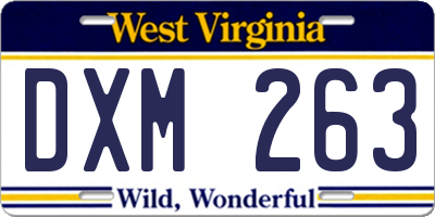 WV license plate DXM263