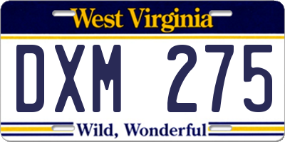WV license plate DXM275