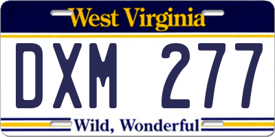 WV license plate DXM277